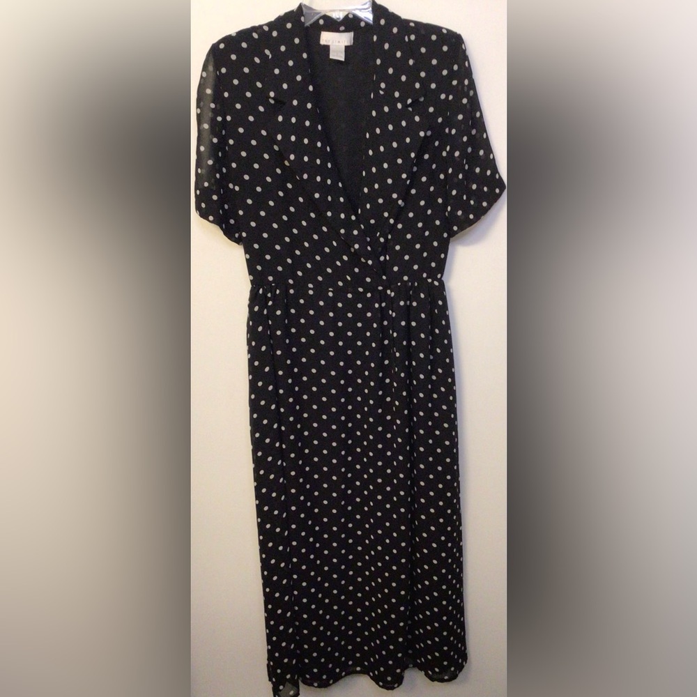 Y2K The Limited Black White Polka Dot Dress with shoulder pads size 8